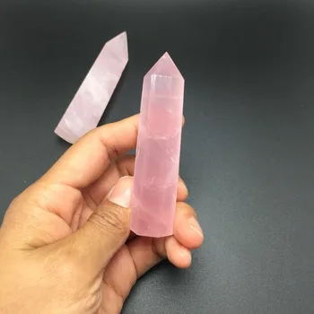 1бр натурален тъмно розов розов кварц Кристал скъпоценен камък точка на медитация за изцеление чакра crystal точка пръчка като сватбен подарък на връщане