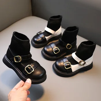 2021 Нови есенни ежедневни обувки за момичета, детски ластични чорапи без закопчалка, обувки подметка, нескользящие ботильоны с ниско деколте и Дишащи обувки