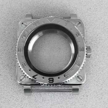 Аксесоари за часовника 42 мм стомана квадратен корпус + кристал + черен пръстен за часа NH35 / 36 механизъм 28,5 мм циферблат