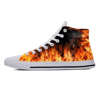 Аниме Рисунка, Пламъкът на Огъня Burning Модни Смешни Ежедневни Тъканни Обувки С Висок Берцем Леки, Дишащи Мъжки И Дамски Маратонки С 3D Принтом