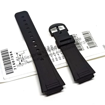 Оригинални Casio AQ-47 - watchband - 18 мм, Черна Гума Истински Автентичен